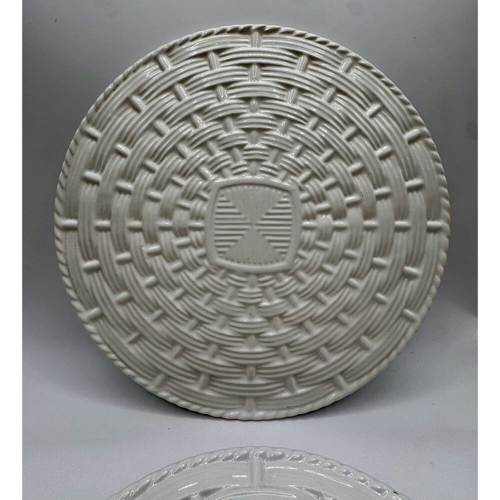Vintage Varages ML France Basketweave Cake ServingPlates Set of 2 French Faience